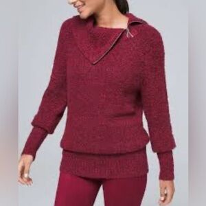 WHITE HOUSE BLACK MARKET Red side zip exaggerated collar woman soft sweater XS